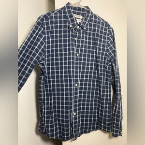 * L dark blue checkered Goodthreads button-down